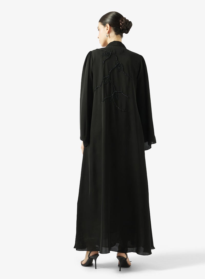 hayas closet Embellished Open Front V Neck Abaya - Image 2